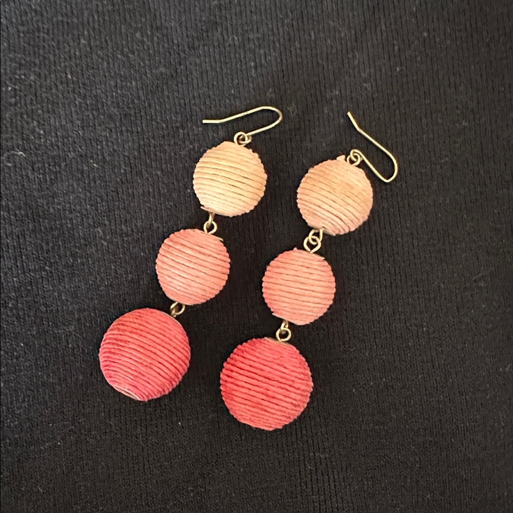 Pink three bauble dangly earrings
